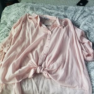 Womens pink high low shirt